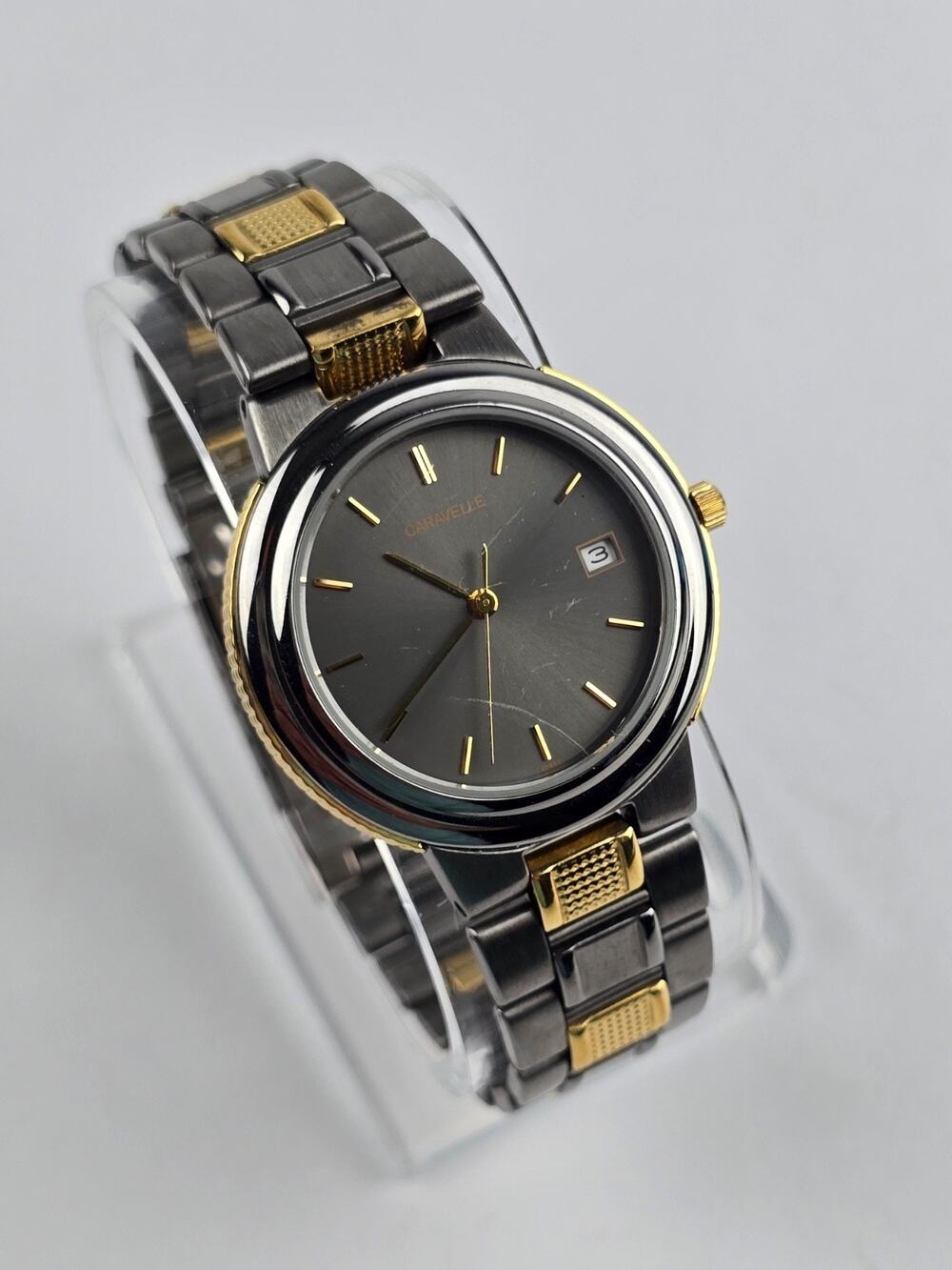 Caravelle by Bulova Men's 35 mm Stainless Steel & Gold Tone Quartz Watch Running